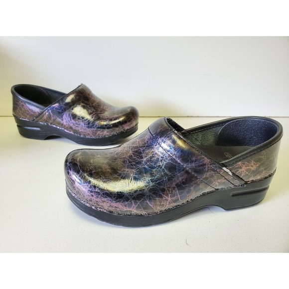 DANSKO Professional Lightning Multi Color Patent Leather Clogs Shoes Size 37 - Picture 3 of 10